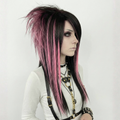 Brown & Pink Emo Scene Wig with Side Bangs