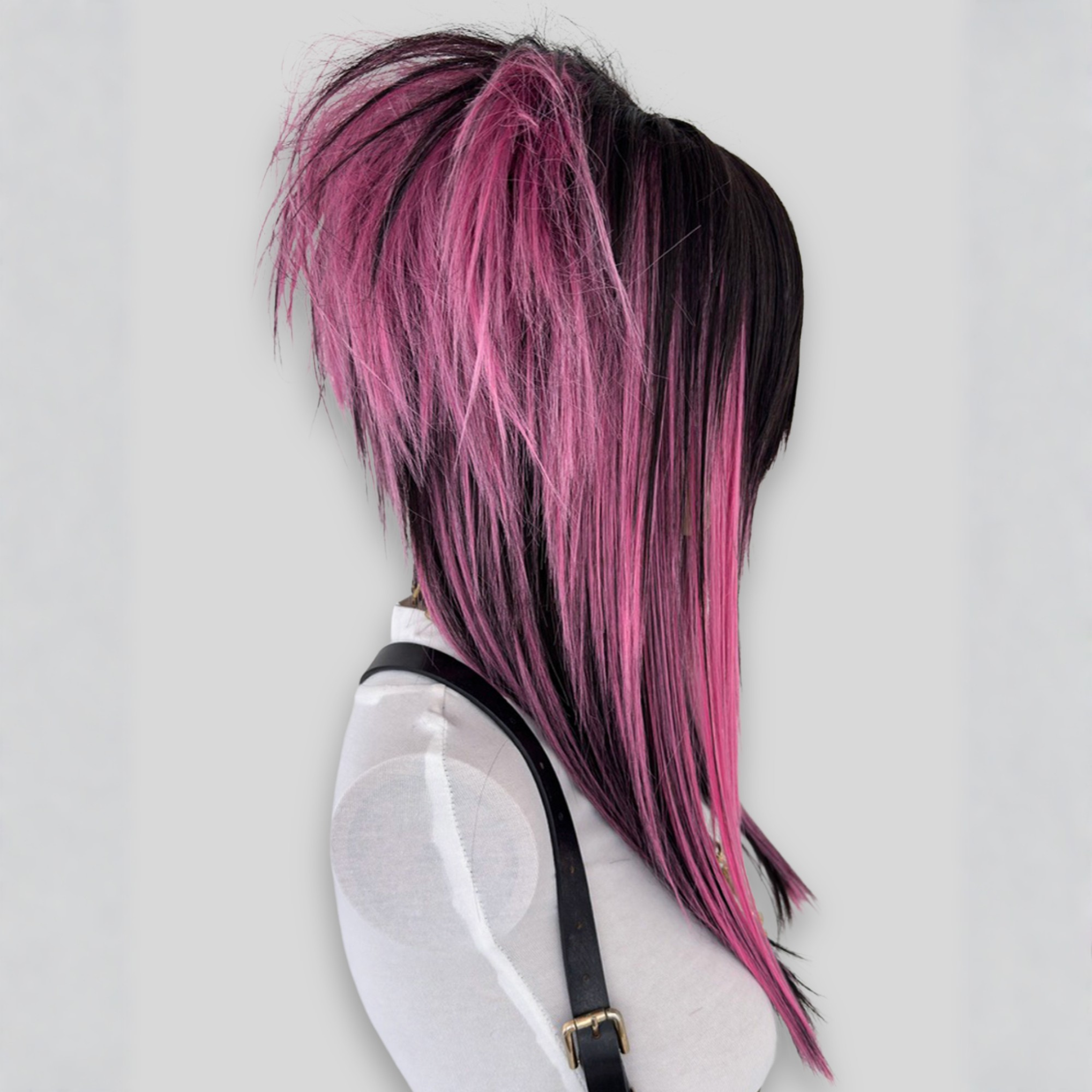 Brown & Pink Emo Scene Wig with Side Bangs