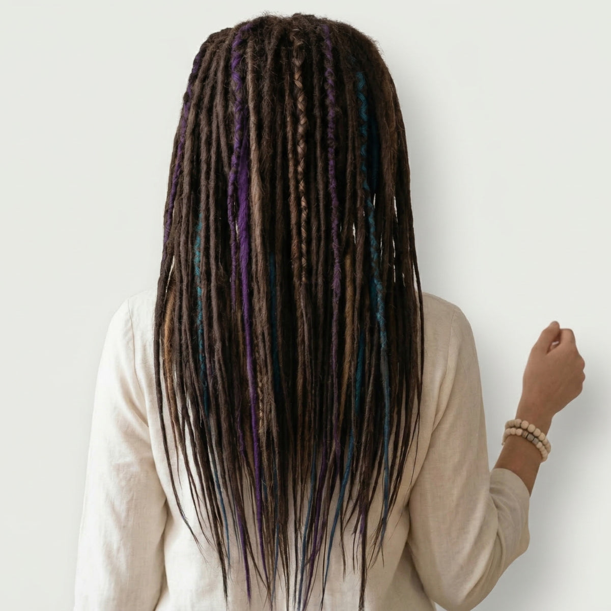 Brown Purple & Blue Dreadlocks Wig with Bangs